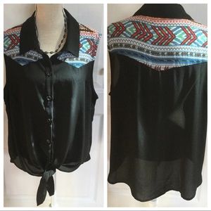 Forever 21 South Western Print waist Tie Top